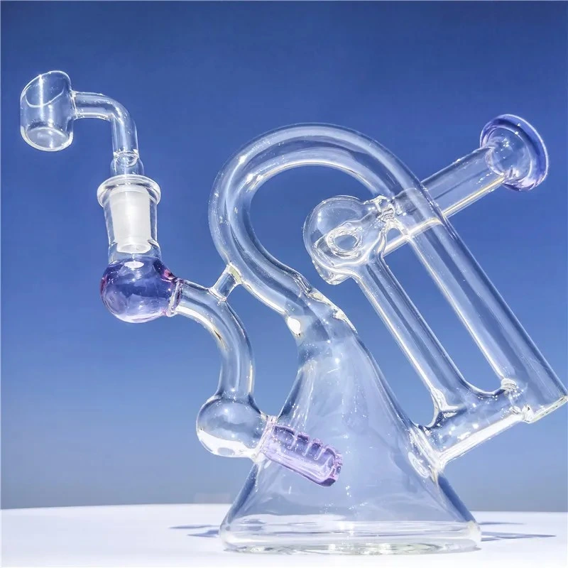 Purple Glass Recycler DAB Rig Thick Beaker Smoking Hookah 14mm Joint with Banger Glass Cheap Glass Water  Pipe