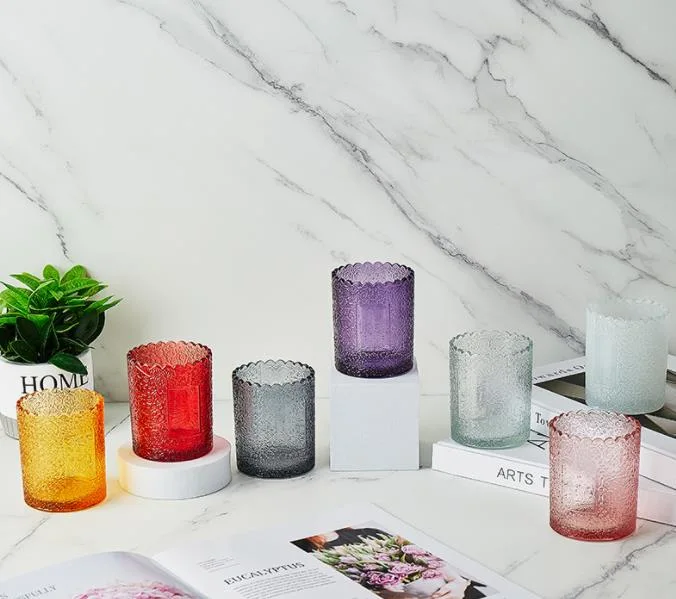Várias cores de frascos cilíndricos de vidro para velas perfumadas