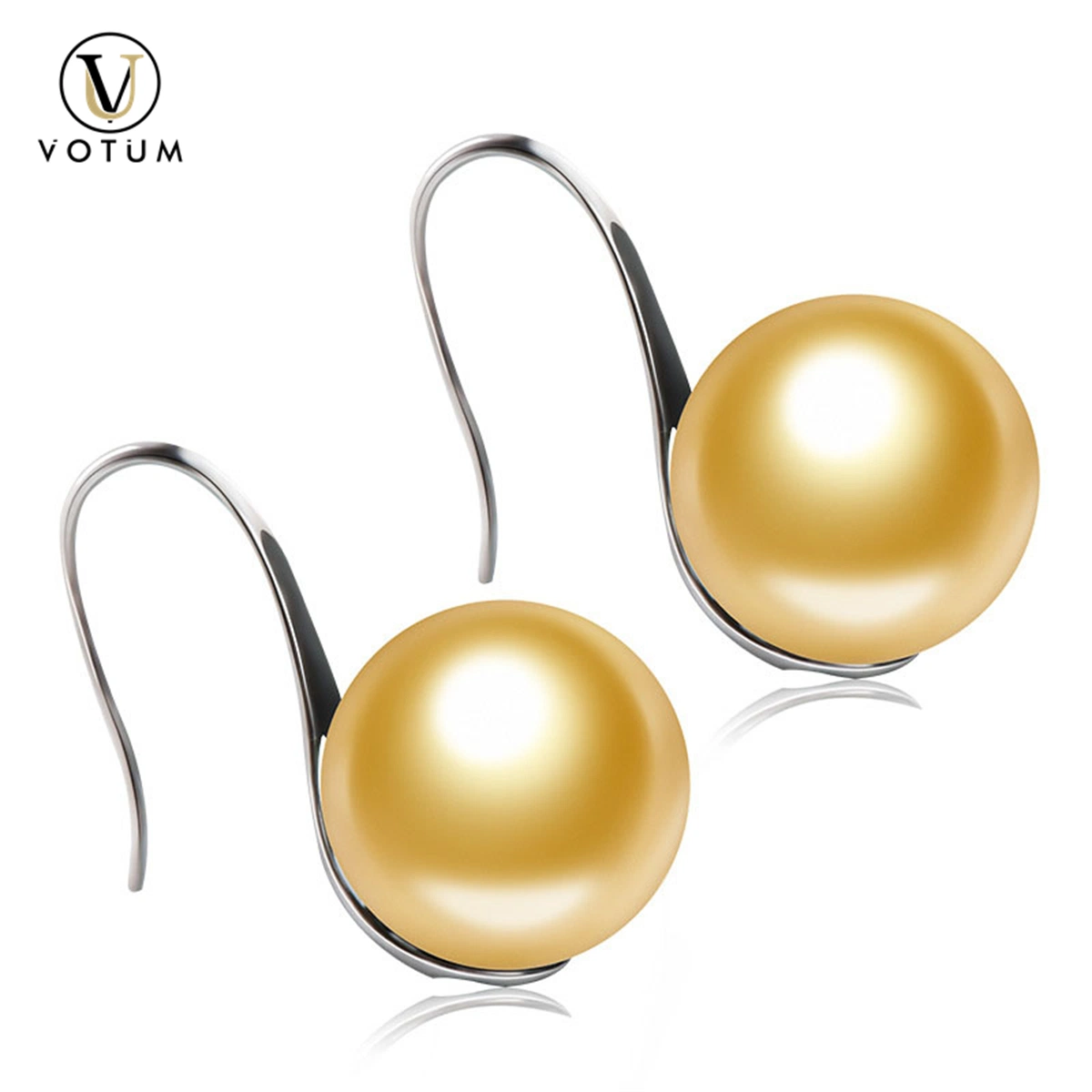 Votum Factory OEM Luxury 18K Real Gold Cultured Seawater South Golden Pearls Wedding Dandle Earring Jewelry