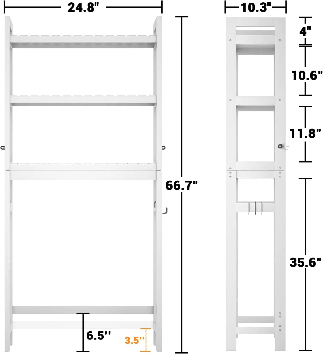 Wall Mount Bathroom Furniture Bamboo 3-Tier Over-The-Toilet Space Saver Organizer Rack Over The Toilet Storage