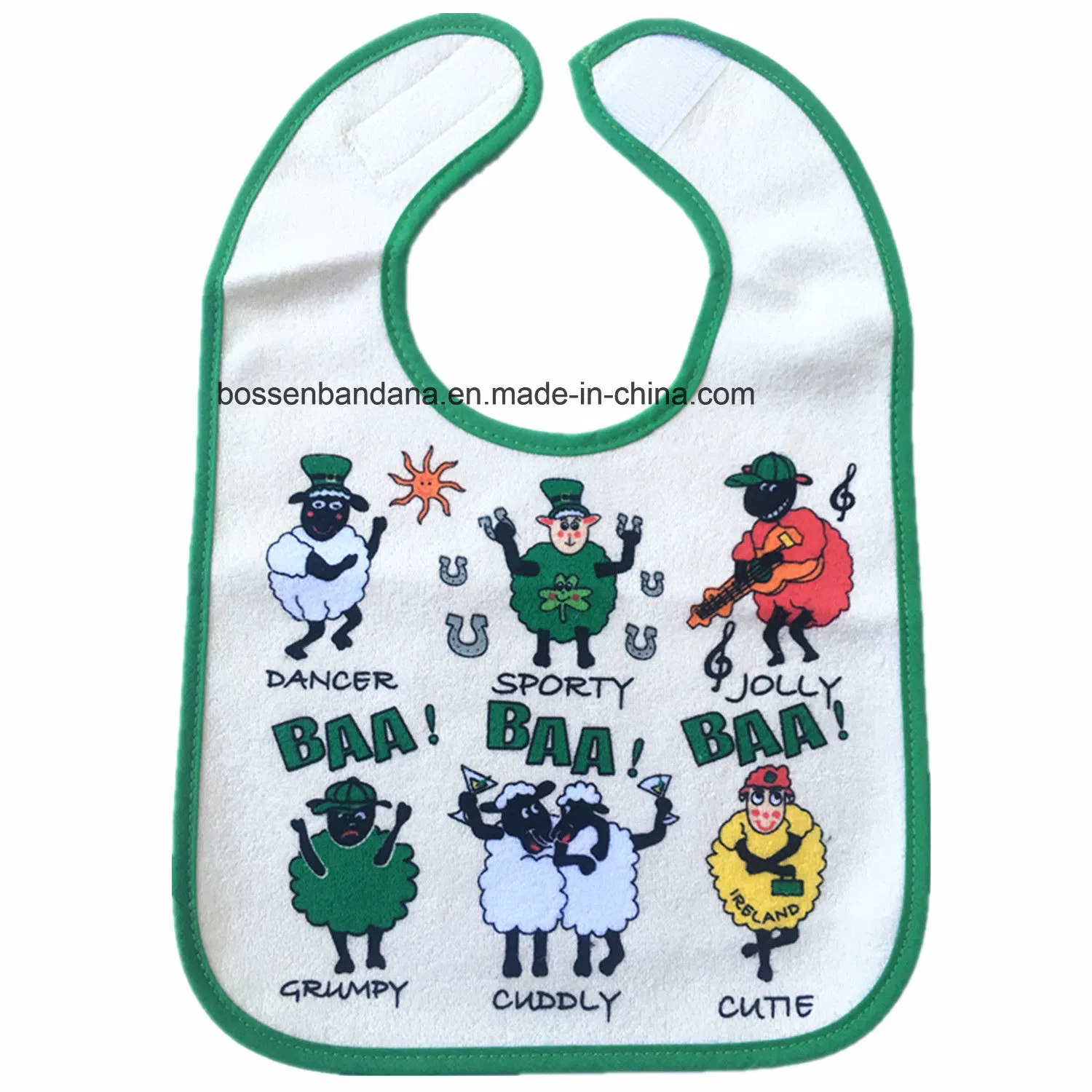 China Factory OEM Custom Design Printed Cotton Burp Cloth Baby Feeding Bib