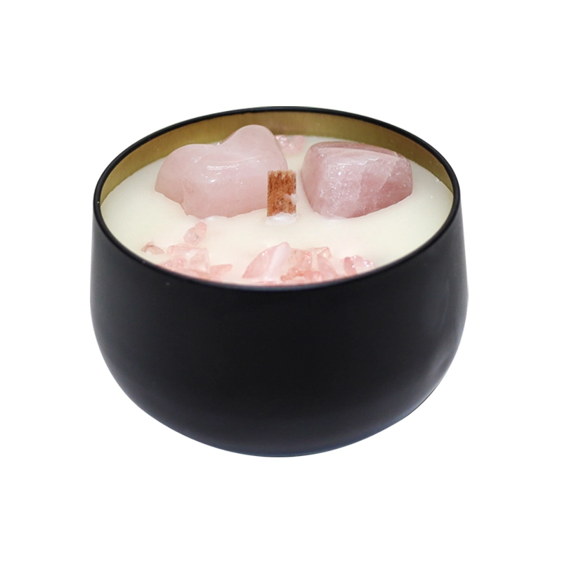 Dried Flower Crystal Aromatherapy Black Tin Scented Candles