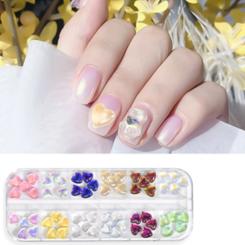 Manicure Jóias Amor Coração Pêssego Vidro laser coloridas DIY Nail Manicure Diamond