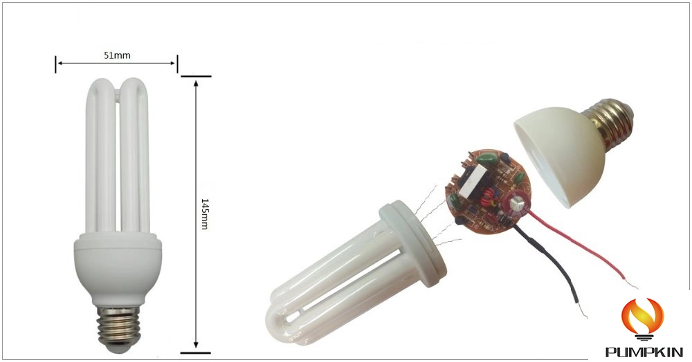 مصباح CFL 3U 15W E27 6500K 110 فولت/220 فولت بجودة جيدة