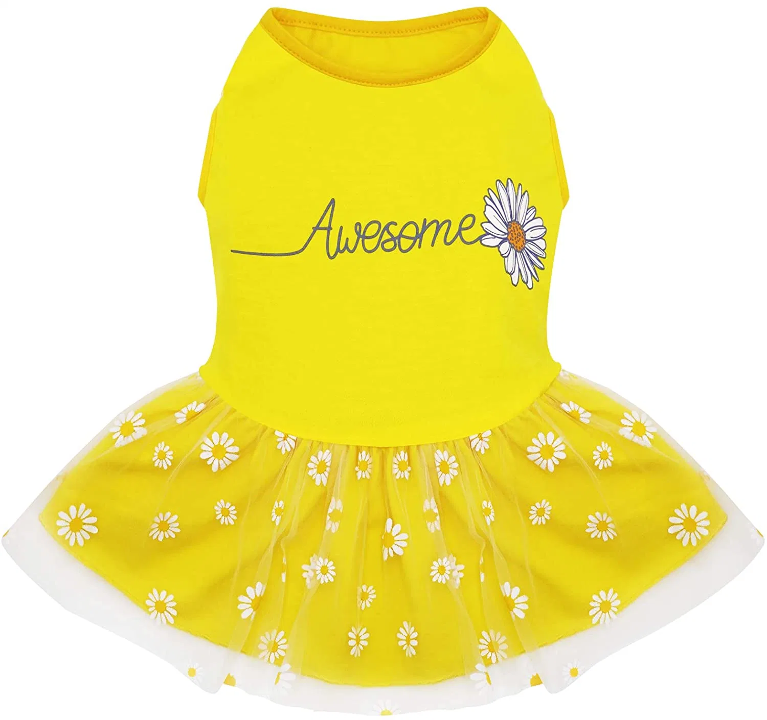 Frühling und Sommer Designer Großhandel/Lieferant Hundekleidung mit Luxus Haustier Kleid für Puppy Party Bekleidung mit Sonnenblume