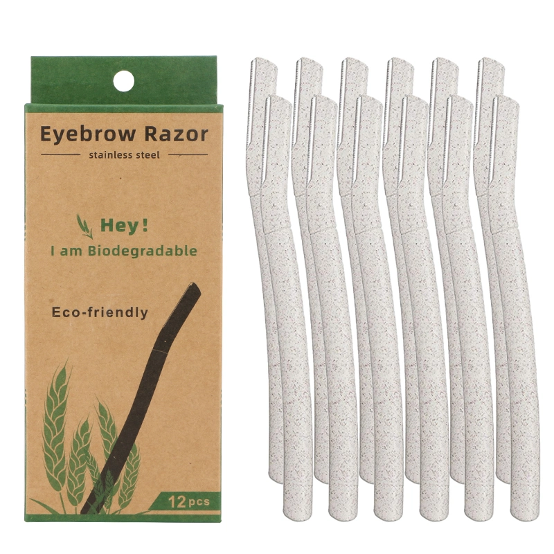 Pack of 12PCS Wheat Straw Biodegradable Material Eyebrow Razor