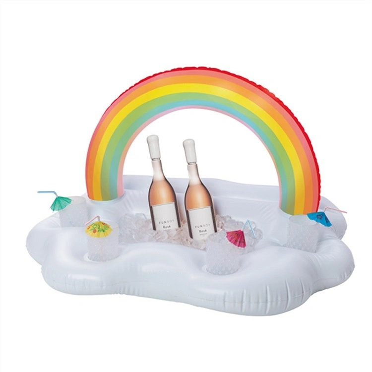 Factory Custom Inflatable Swimming Play Toys Rainbow Drink Holder Cooler Pool Floats