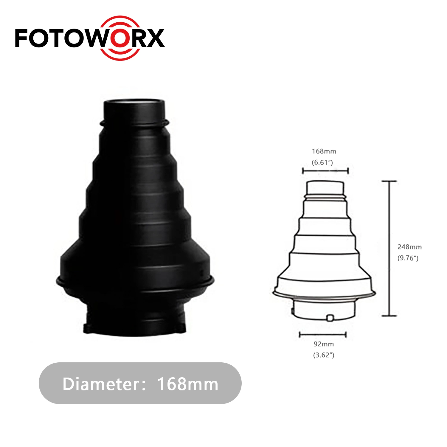 168 mm Studio Snoot Diffuser avec grille Honeycomb pour Studio Strobe Flash Speedlight