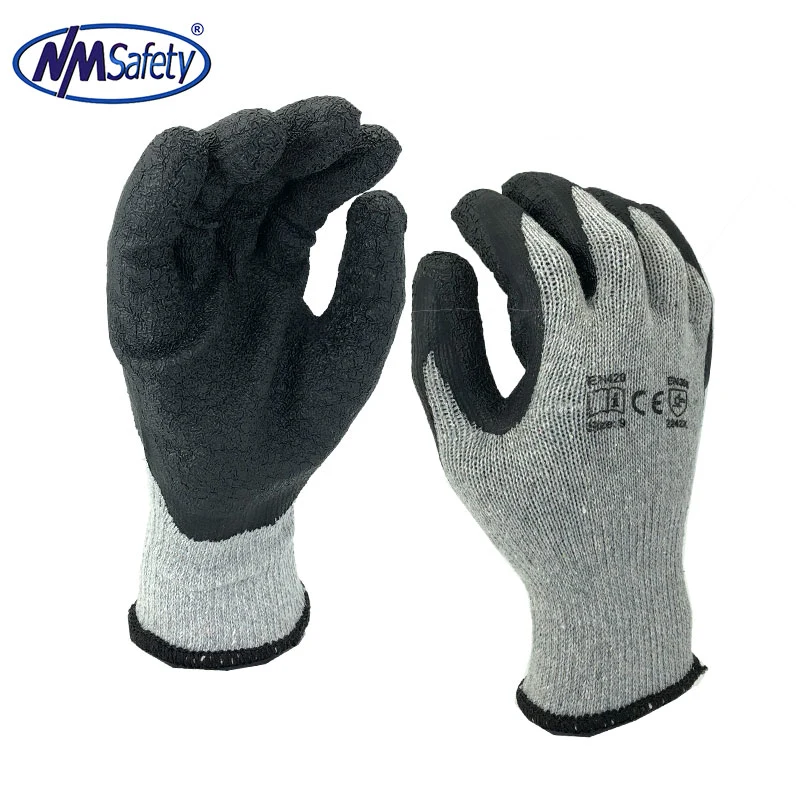 Nmsafety Cheap Wholesale/Supplier Polyester Coated Crinkle Latex China Safety Working Gloves