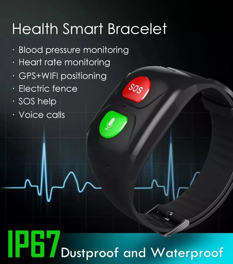 Idosos Smart Phone Bracelete Avp031s1 Ver Botão Sos Alerta de chamada de voz WiFi GPS Location IP67 Podômetro impermeável