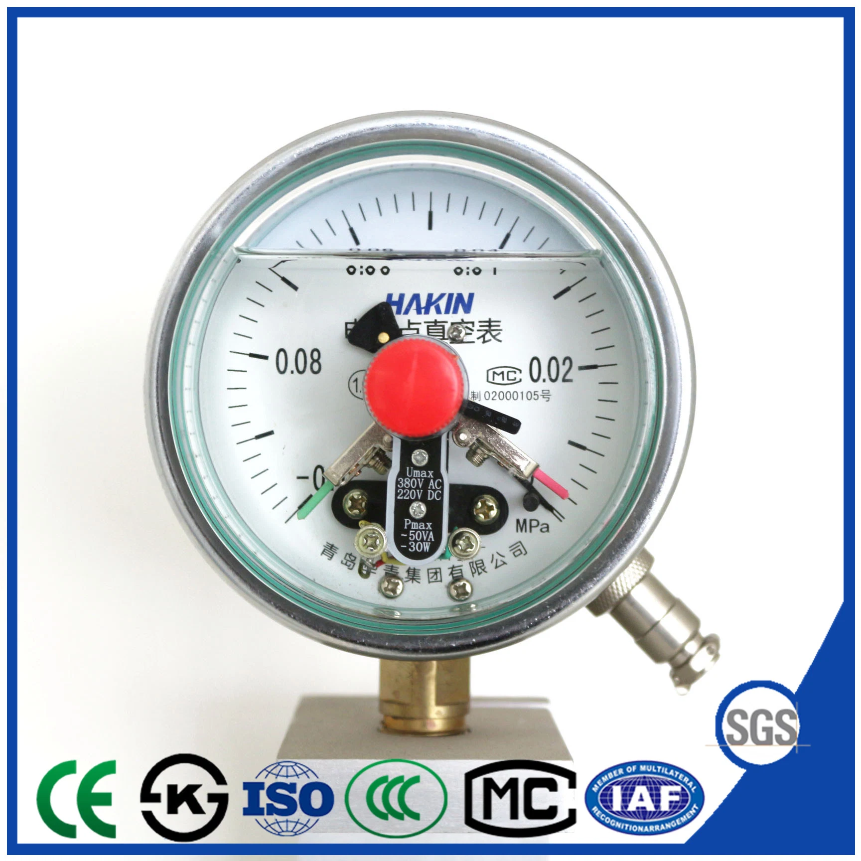 High Quality Vacuum Shock Proof Electric Contact Pressure Gauge with Electric Contact