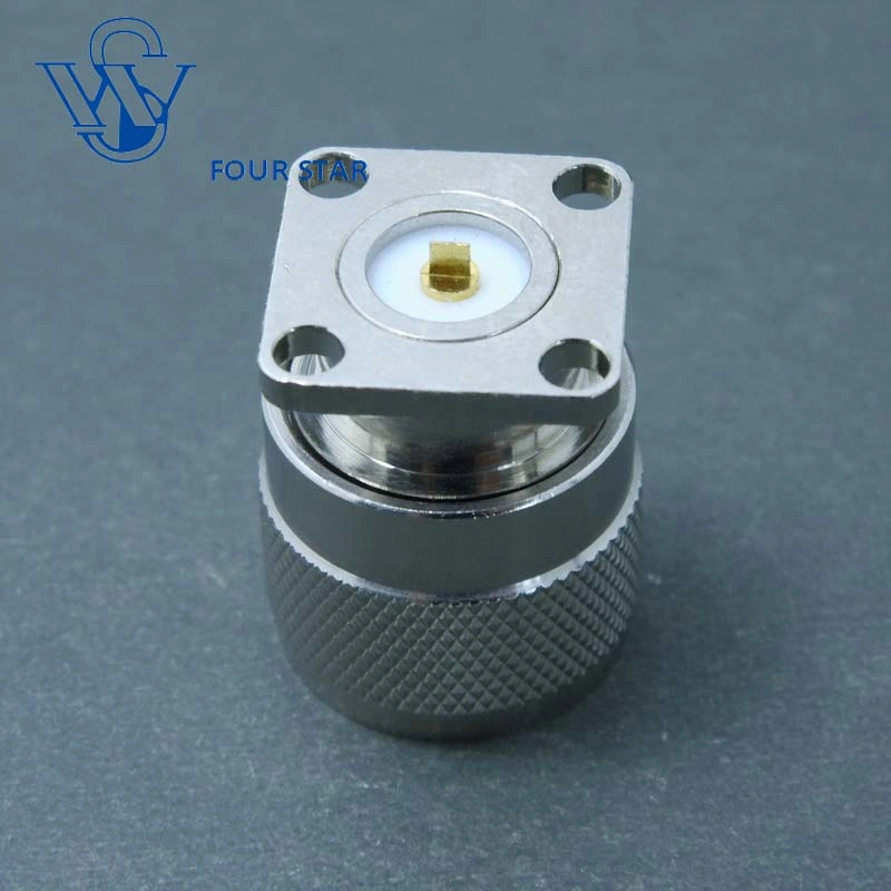 17.5mm Sq Flange Electrical Waterproof Male Plug RF Coaxial N RF Coaxial Connector 0.2-2mm Tab Pin