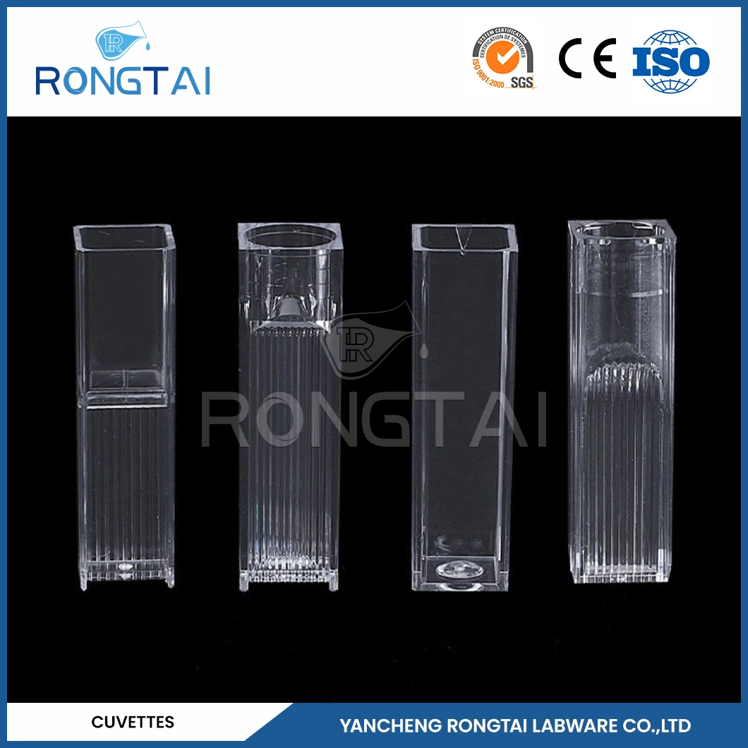 Rongtai Cuvette Semi Micro Wholesaler Plastic Cuvettes for Spectrophotometer China 10mm 4.5ml Polystyrene (PS) Cuvette