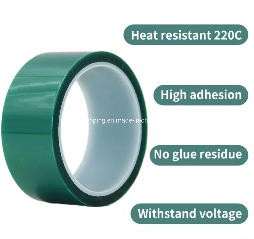 Pression de silicone de bandes Pet Pet Vert Vert industrielle de masquage haute température Bande polyester