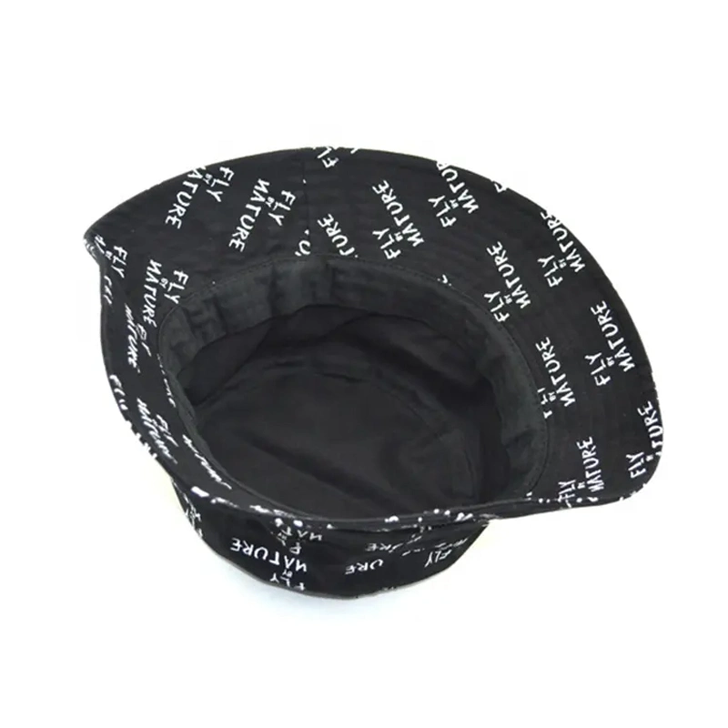 OEM Polyester Woven Label Logo Sublimation Printed Custom Reversible Bucket Hat