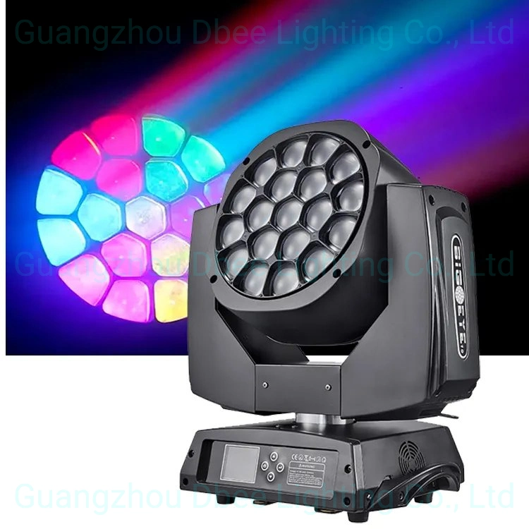 Professional Stage Effect Lighting K10 19PCS 15W RGBW LED Zoom Beam Wash B Bee Eye DMX Stage Lighting