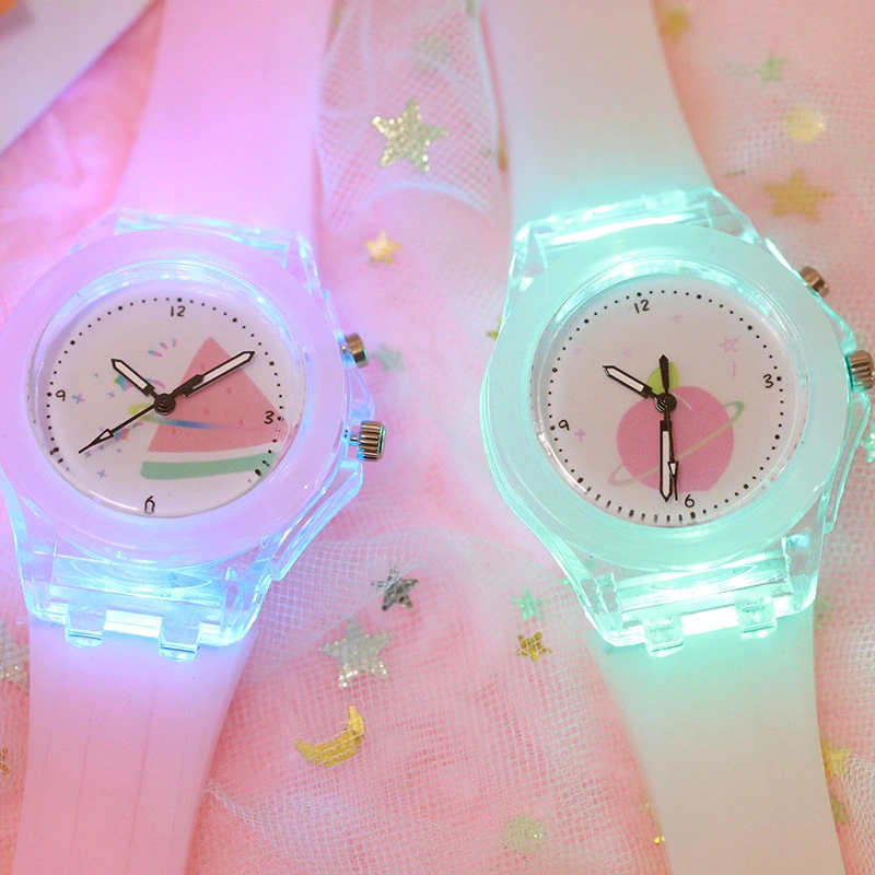 Cartoon transparent coloré de lapin lumineux montre électronique étanche