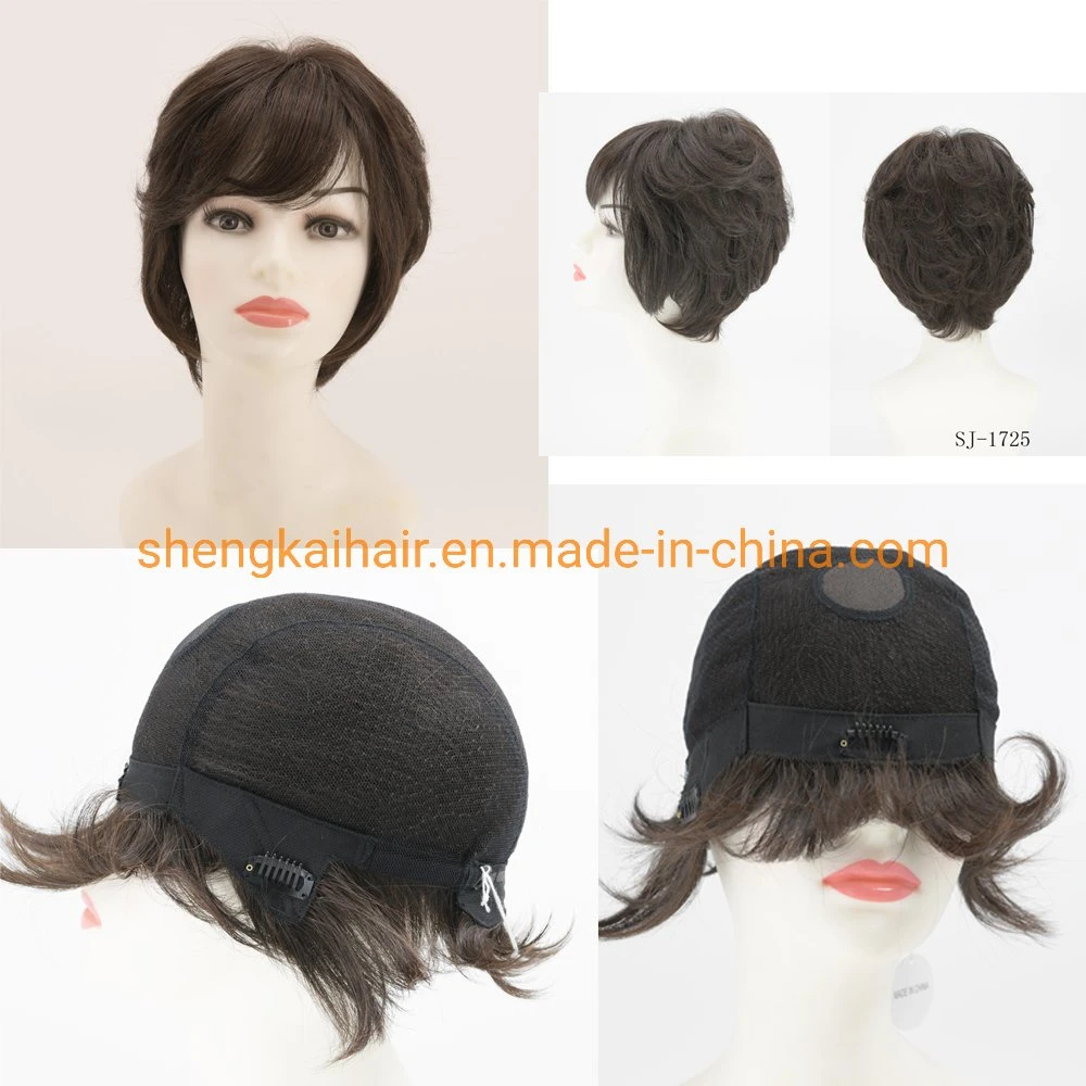 Wholesale/Supplier Premium Quality Full Handtied Black Color Short Style Synthetic Hair Wigs for Women 529