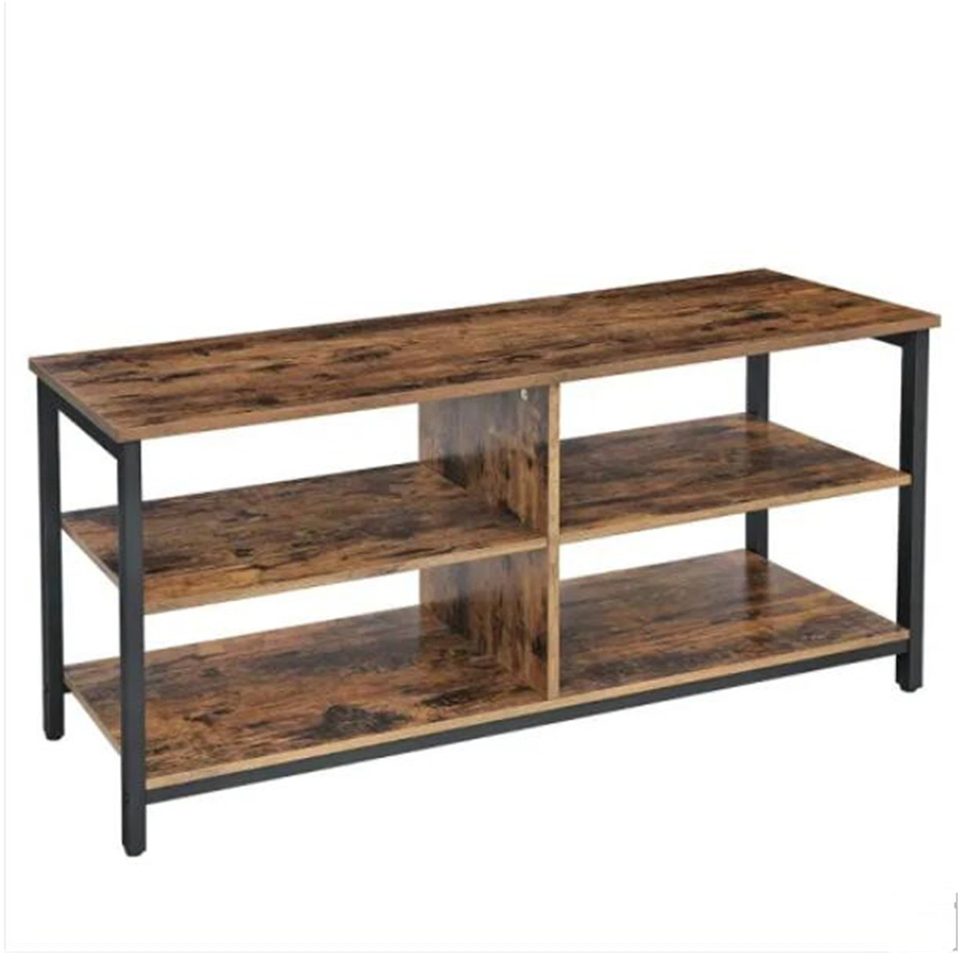 Factory Direct Industrial TV Console Table with Storage Shelves