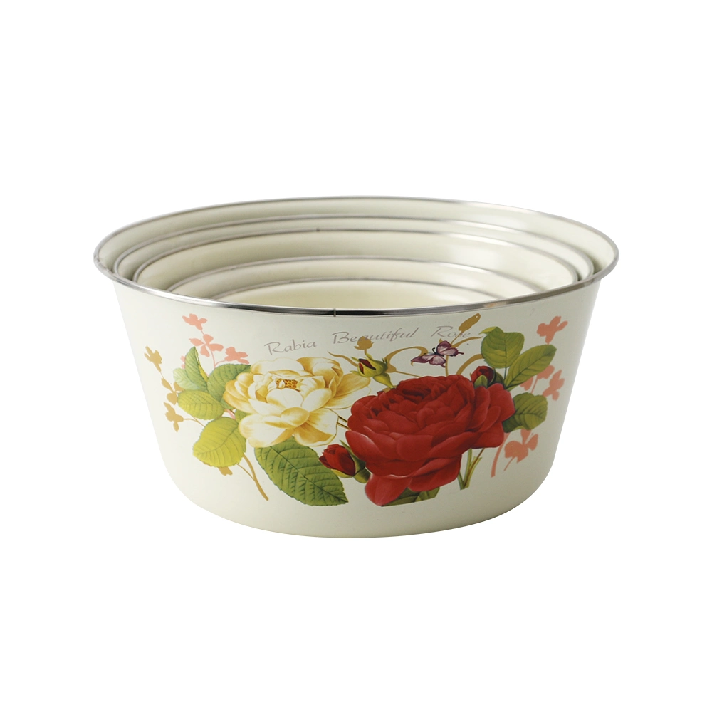 Good Quality Fruit Vegetable Washing Food Grade Salad Bowl Enamel Finger Fresh Storage Bowl Container