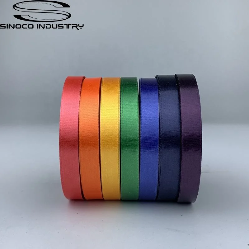 Sinoco Customized Satin Tape Pure Colors Satin Ribbon Customized Printed Logo Ribbon