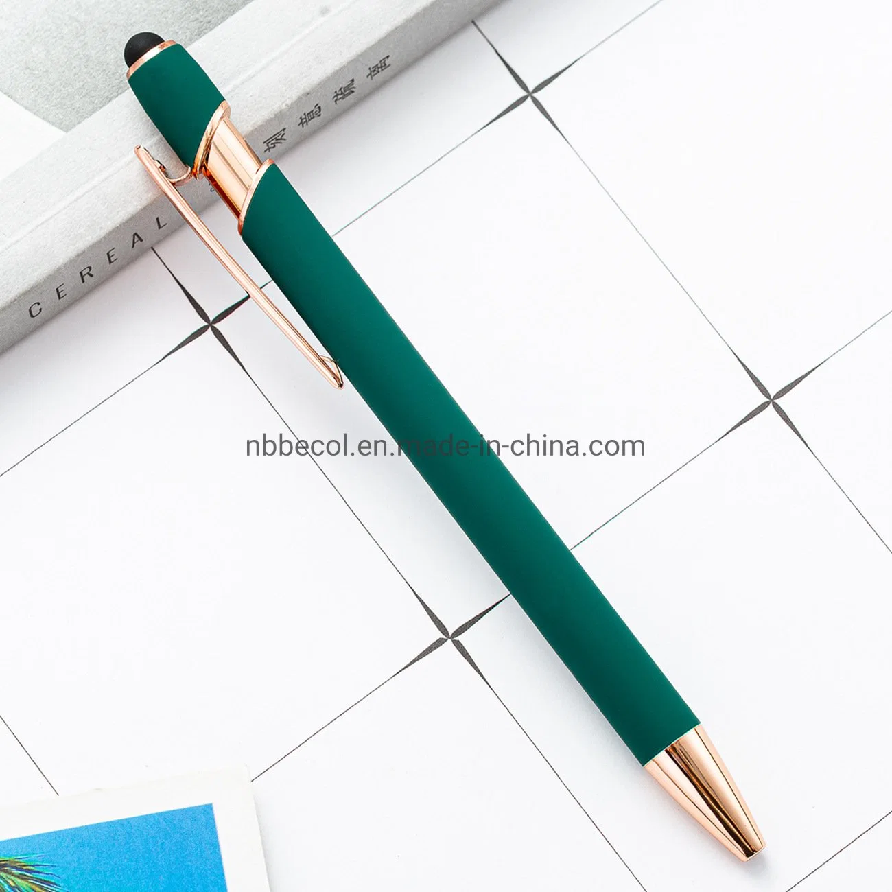 Customized Logo Soft Rubber Coated Stylus Ball Pen Metal Ballpoint Pen