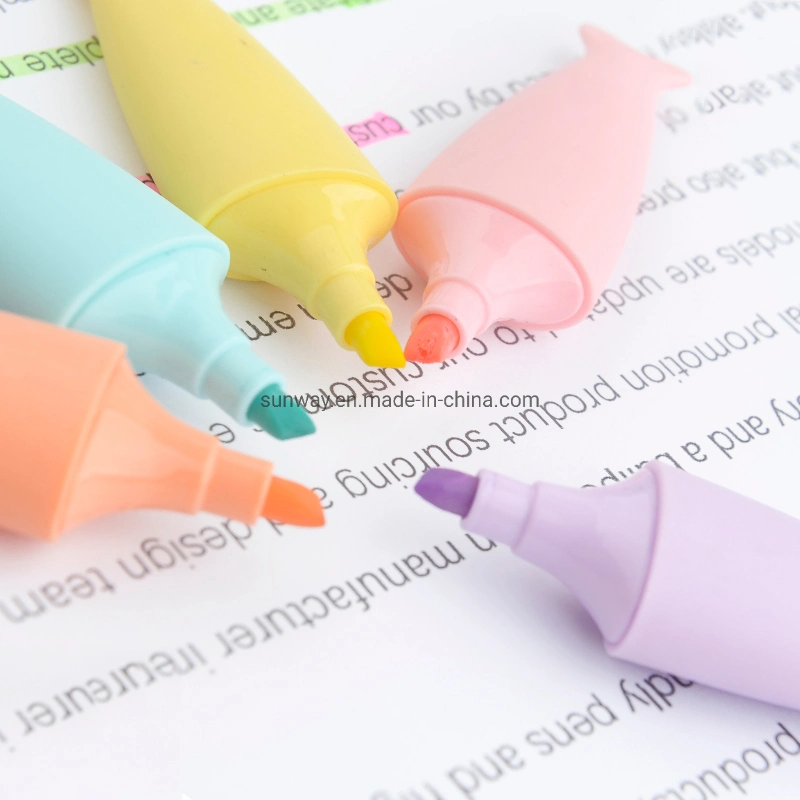 OEM School Custom Rainbow Fancy Gift Fish Style Mini Highlighter Pen