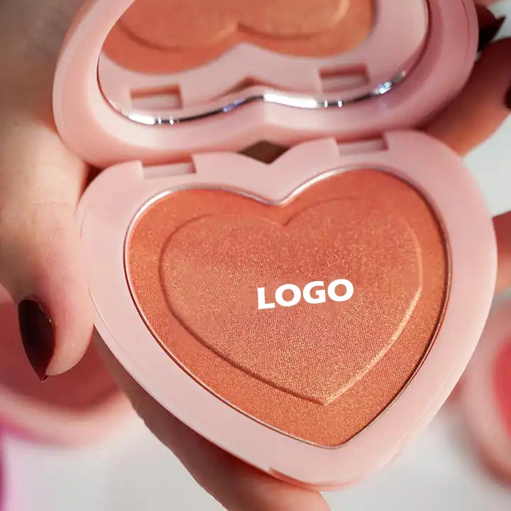 Logotipo personalizado Private Label cosméticos Blusher Palette Heart Shape Vegan Maquiagem rosto Single Blush