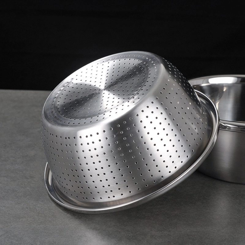 Kitchen Ware Stainless Steel Vegetable Colander Basin Kitchen Fruit Basin Mixing Bowl 3PCS Grater Set Original Factory.