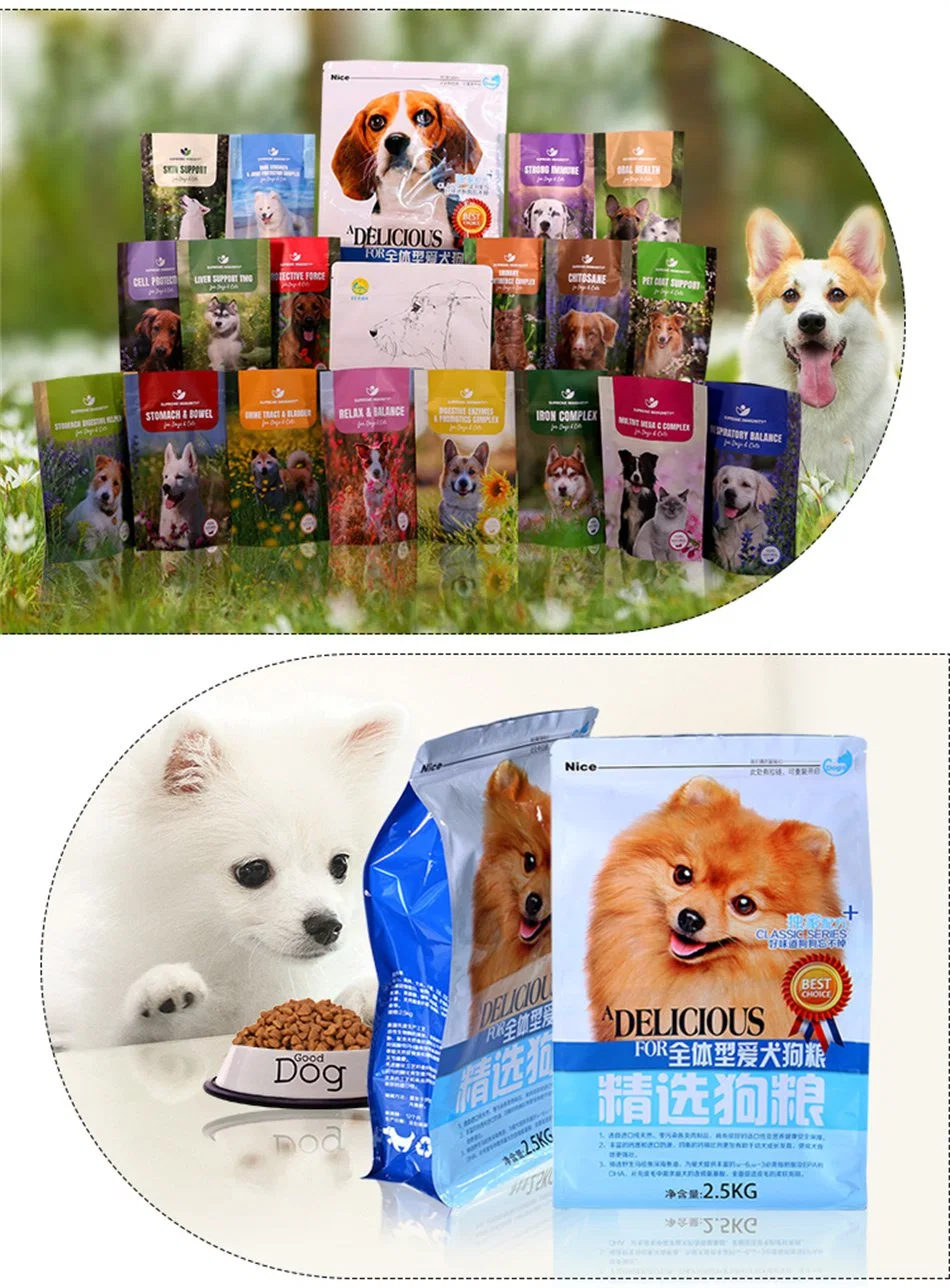 Digital Printing Custom Mylar Stand up Plastic Pet Cat Dog Storage Flat Bottom Zipper Biodegradable Food Bag