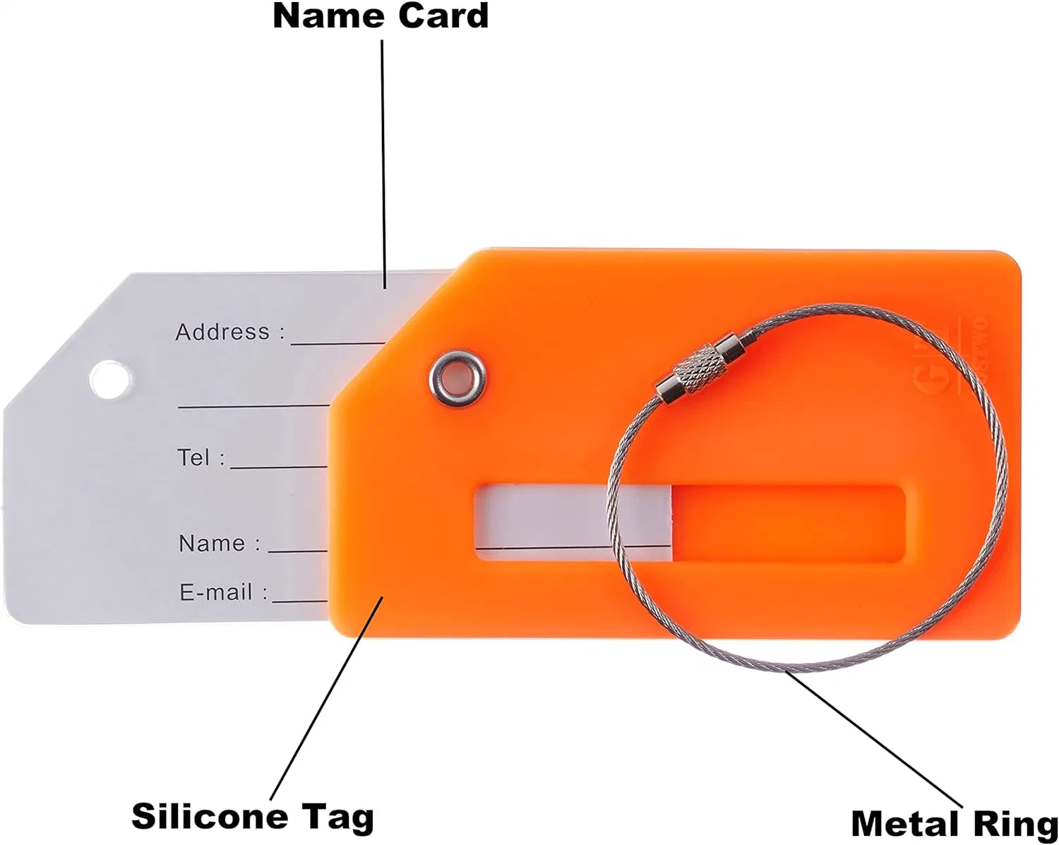 Silicone colorées des étiquettes à bagages initiale des identificateurs pour valises avec des étiquettes de bagages en boucle en acier sac à main