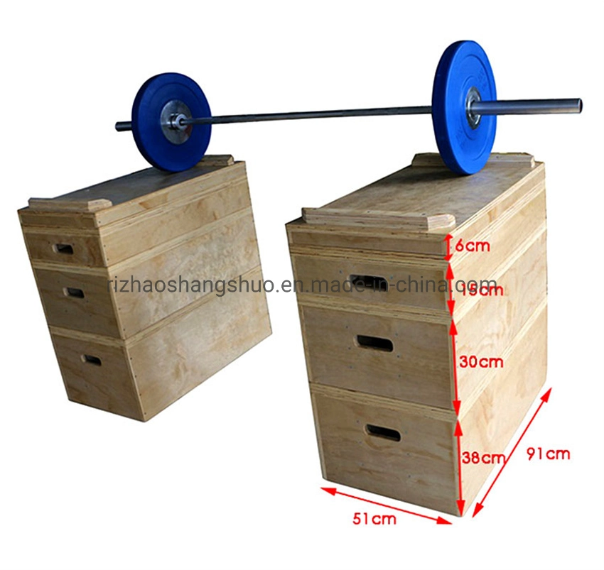 Crossfit Barbell cuadrado de madera cuadros Plyo Gimnasio multifuncional cajas de madera 89cm personalizados de madera Madera ajustable idiota de verificación para gimnasio