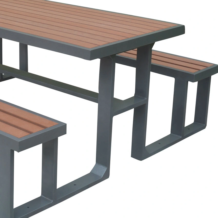 Muebles de aluminio de plástico de madera para exteriores Jardín Picnic Conjuntos de Mesa