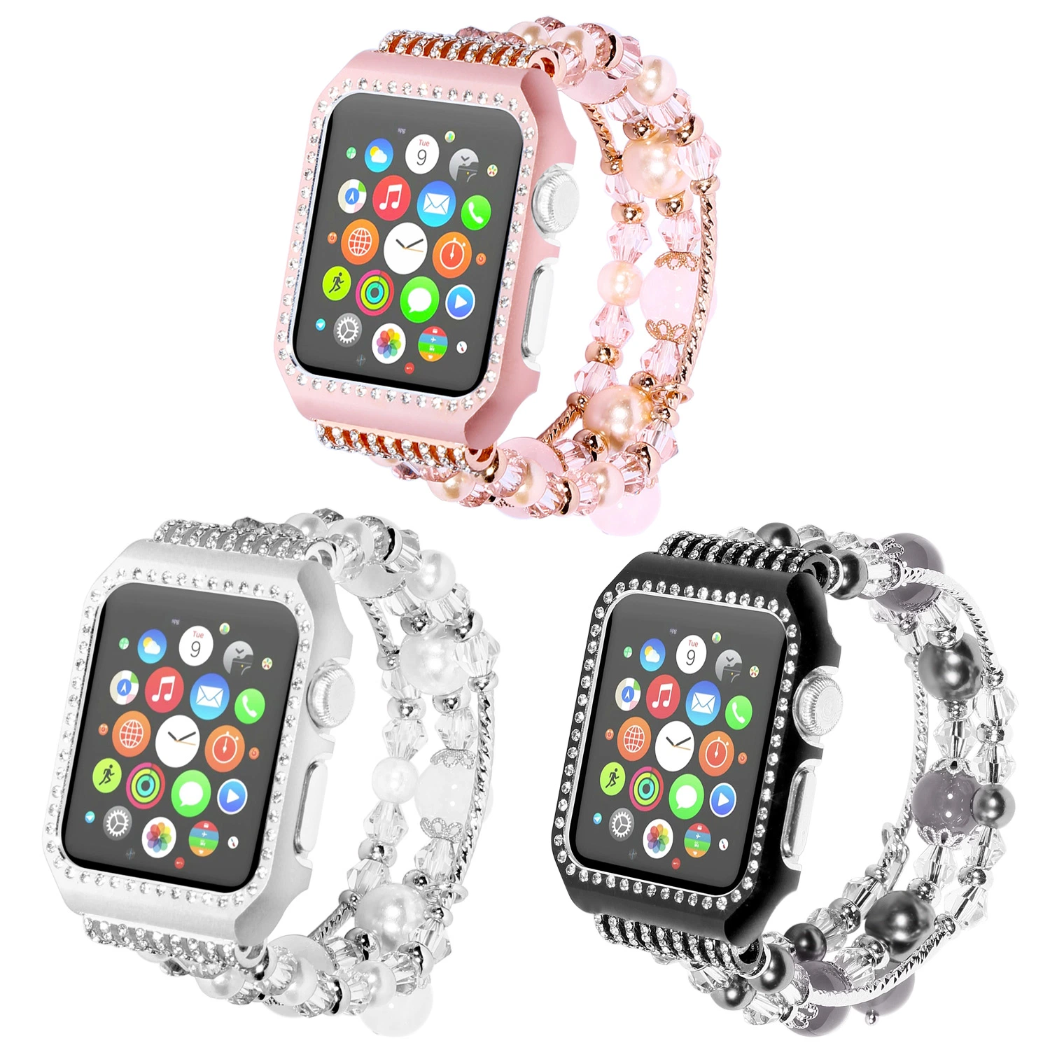 Agate Joyería bandas de reemplazo de las Pulseras elásticas de las Sombreado Watchband Accesorios para Apple Watch Band 7/se/6/5/4/3/2/1 38mm 44mm 41mm para iWatch Band