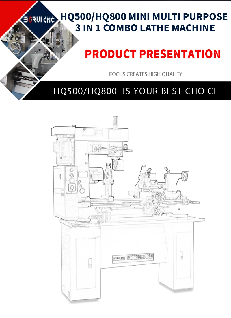 Модель HQ800 Многофункциональный малый тип фрезерования сверления Combo повернув Универсальную Машину инструменты