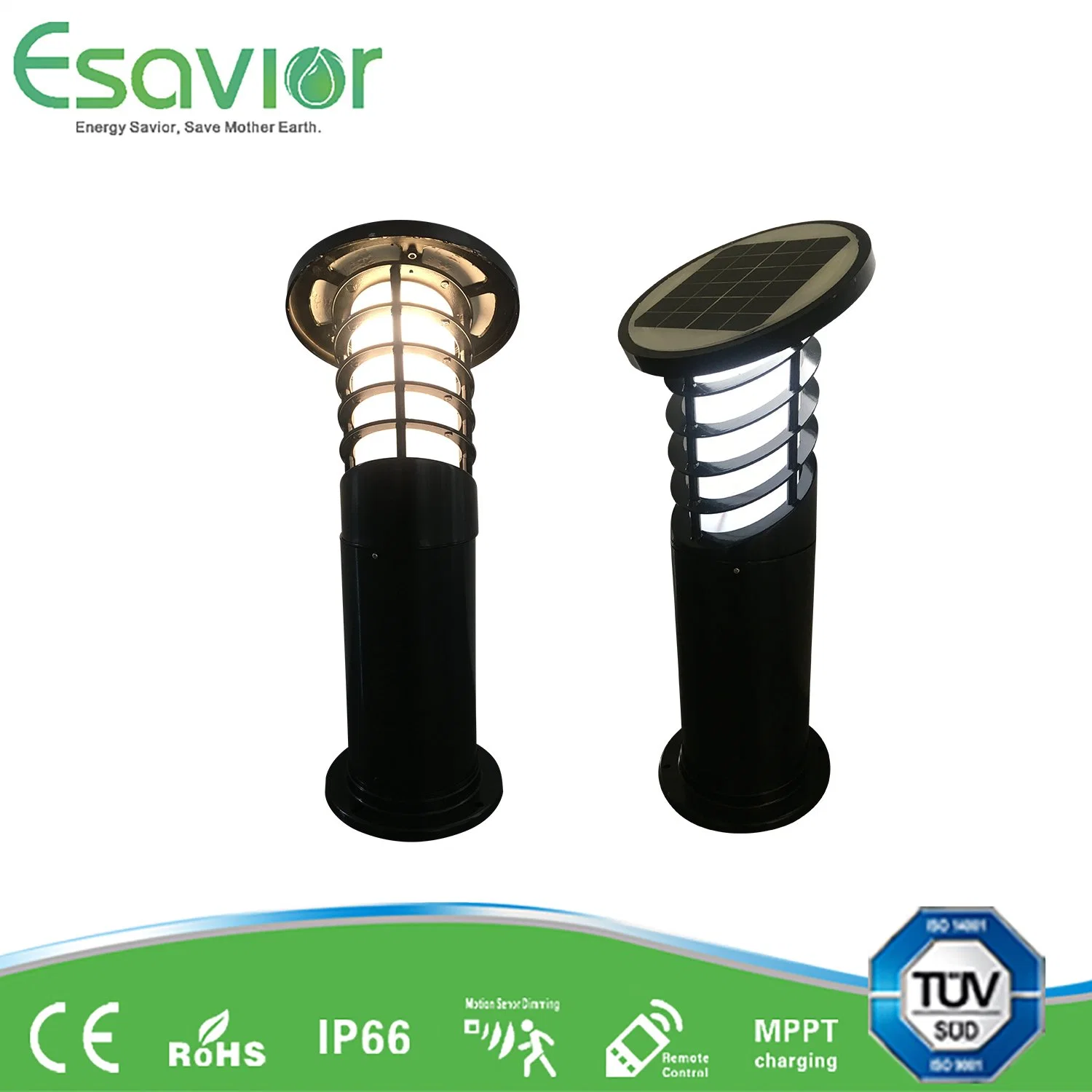 LED Outdoor Solar Bollard/Rasen/Garten Licht mit 3000 Kreisen Batterie