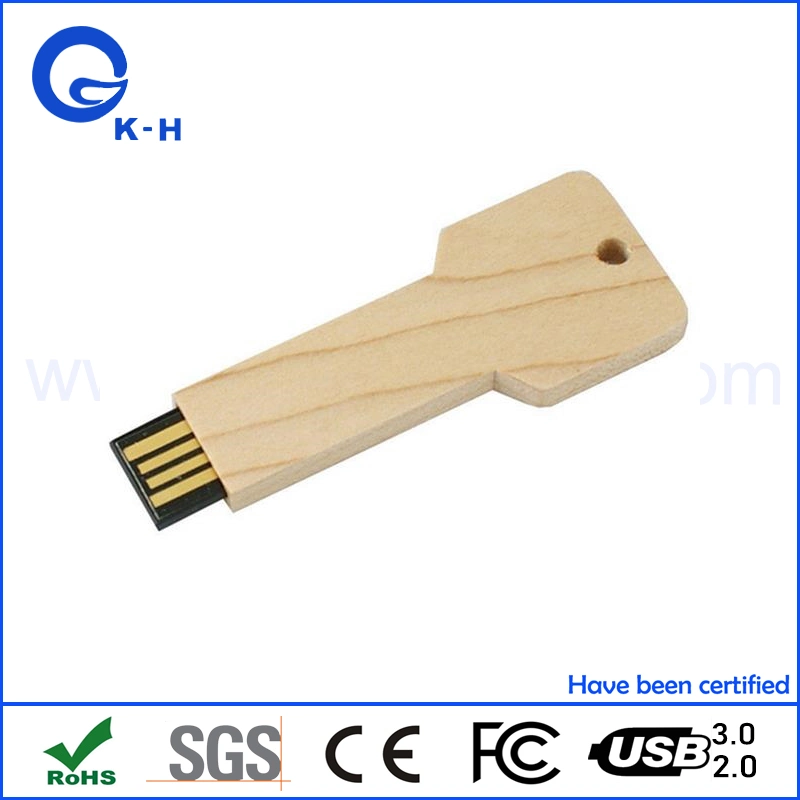 Bambú de madera de forma clave de la unidad de memoria Flash USB 16GB 32 GB 128GB 64 GB.