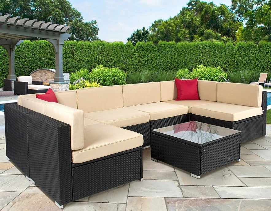 Durable Natural Rattan Furniture Wicker Couch Garden Patio Villa Modern Outdoor Sofa Set