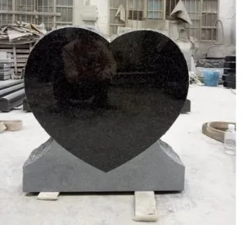 Tombstone Grey/Black Granite Heart Shape with / Without Angel