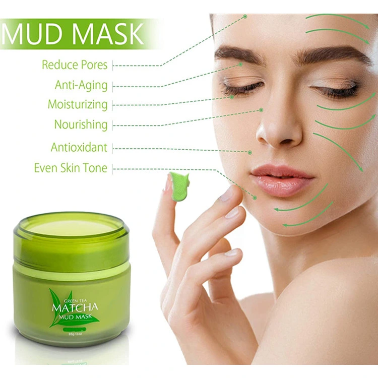 Custom Green Tea Matcha Facial Mud Mask for Removes Blackheads Reduces Wrinkles