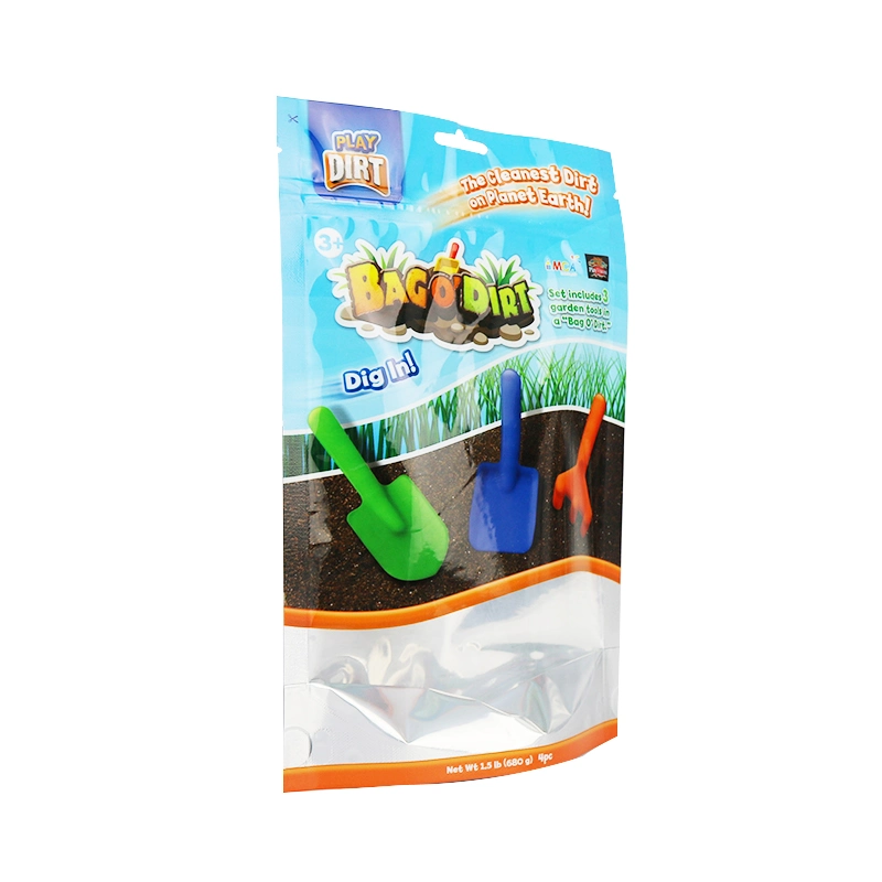 Beach Toy Packaging Bag Custom Printing Aluminum Foil on One Side and Transparent on The Other Toy Stand up Pouch with Zipper