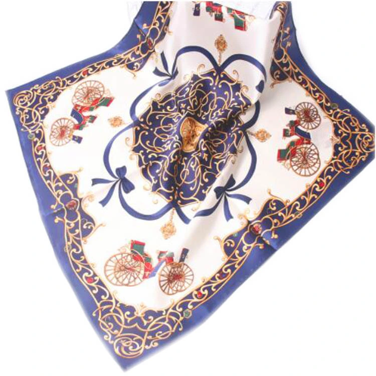 OEM Customized New Design Digital Printing Silk Scarf Polyester Printed Head Accessories Square Satin Scarf