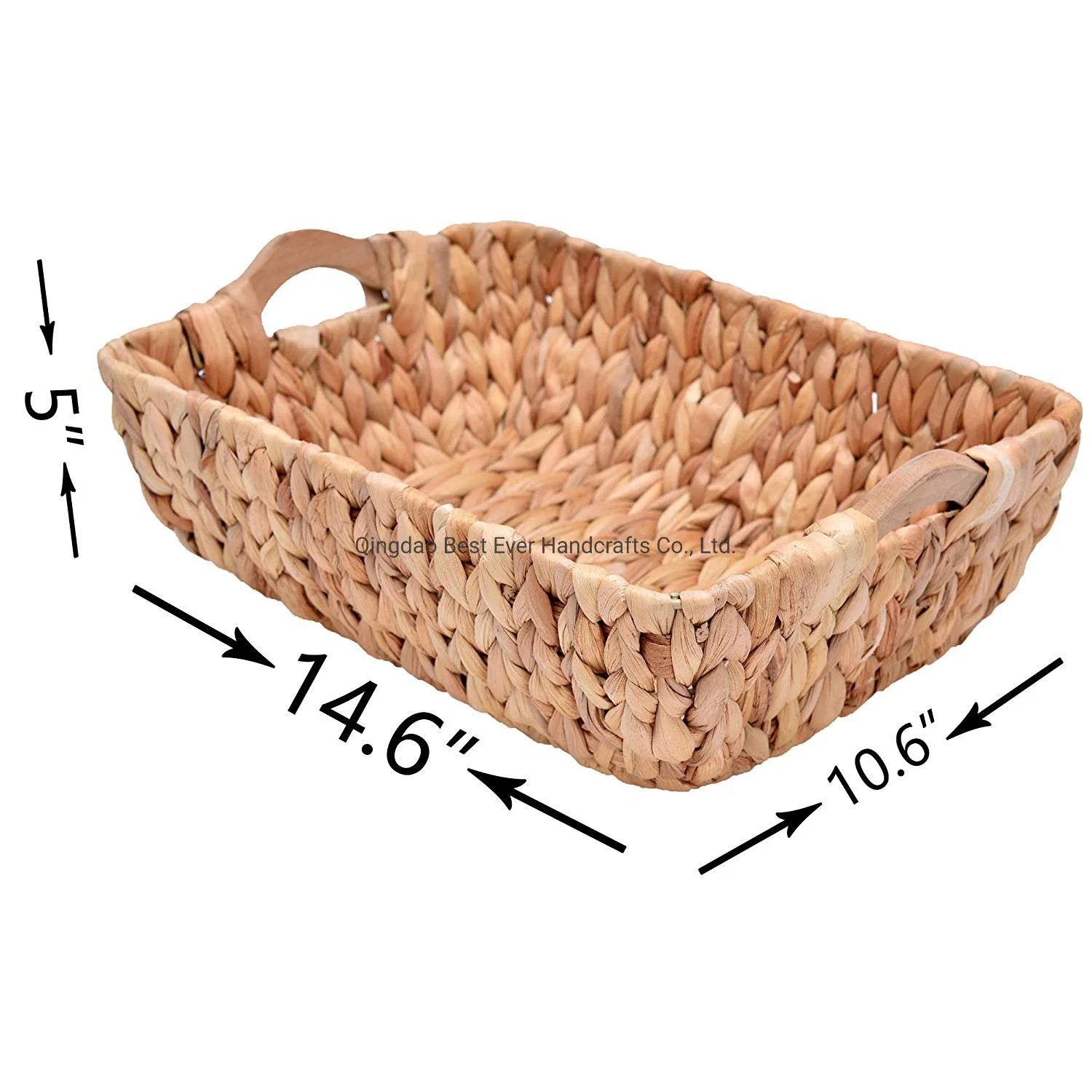 Water Hyacinth Decorative Baskets with Wooden Handles