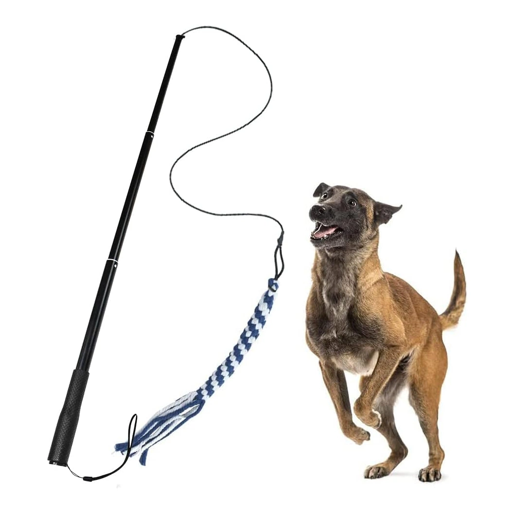 Dog Flirt Pole with Cotton Rope Dog Teaser Wand Flirt Pole Dog Training