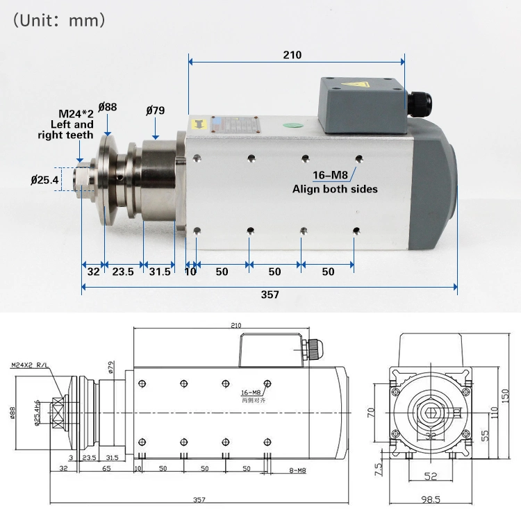 Air Cool Aluminium Cutting Saw Blade Electric/Electrical Single Phase CNC Router Spindle Motor with 2.2kw