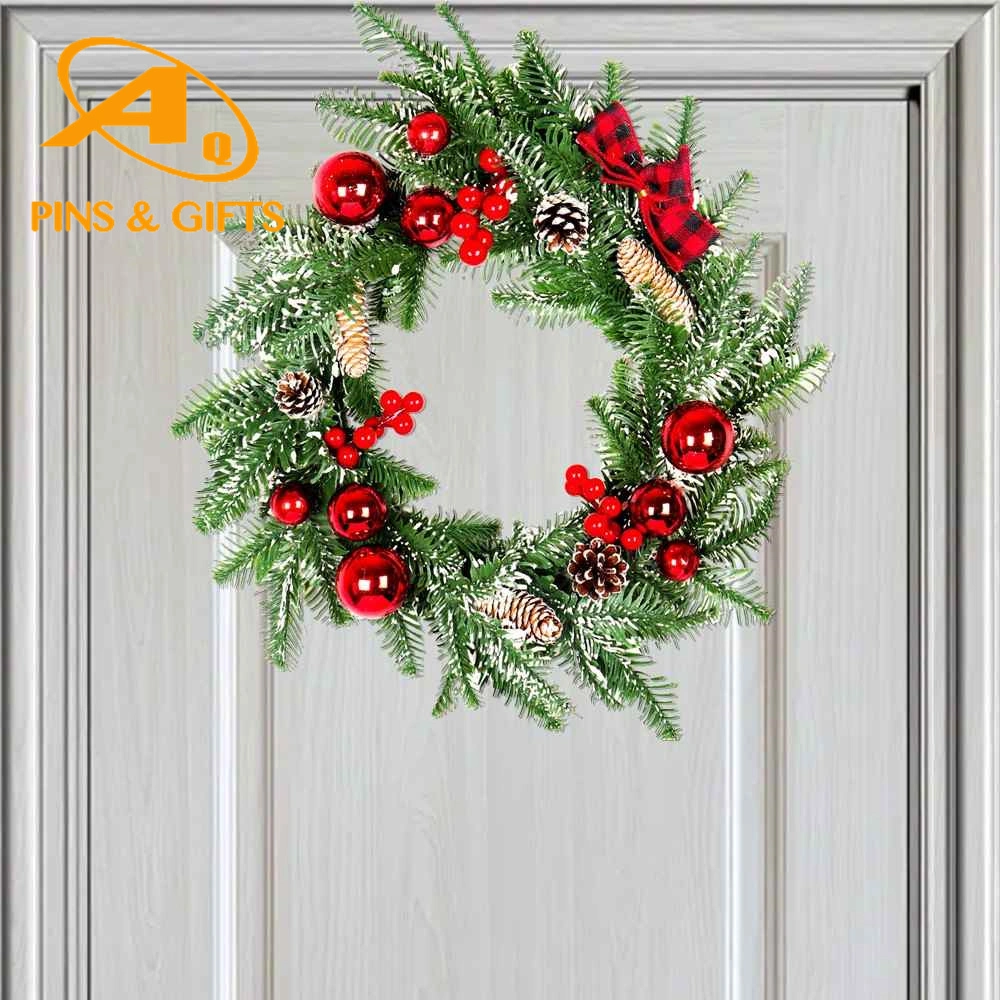 Artificial Decorative Pre-Lit Mixed PVC&Cashmere Christmas Garland with Pinecones and Silver Berries, Red Birds and Clear Lights for Xmas Wedding Holiday