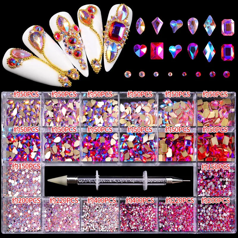 21 Grid Nail Diamond Nail Rhinestone Nail Jewelry for DIY Nail Art