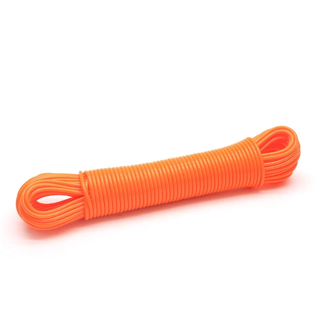 Washing Rope Plastic Orange PVC Rope 3mmx30m with Hook for Outdoor