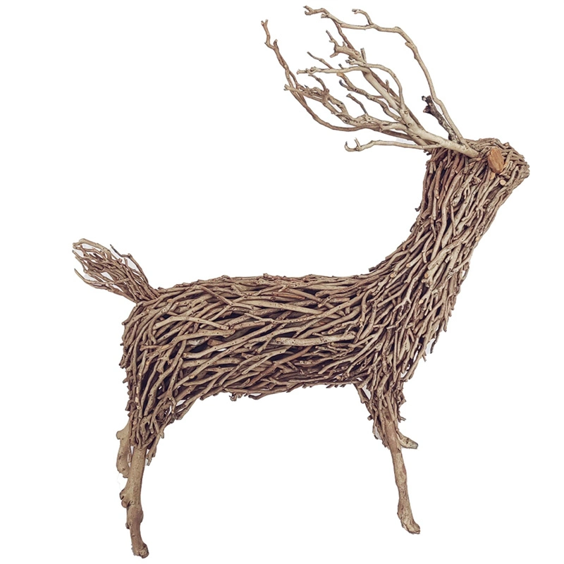 Natural Tea Tree Branch Deer for Christmas Ornaments Crafts