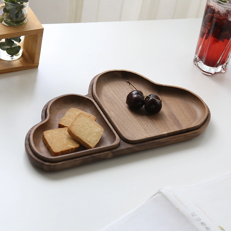 Cloud-Shaped Black Walnut Dinner Plate Tea Plate Dessert Serving Tray